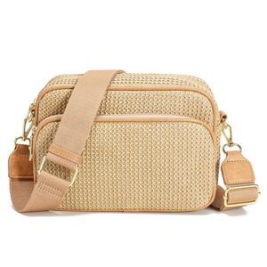 2863 Faux Straw Crossbody Bags Small Summer Purse RFID Woven Raffia Bag